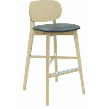 Tabouret DIMMY Ht 11 cm Structure Hêtre - Assise Garnie Dossier bois