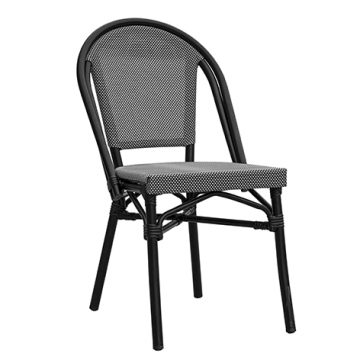 Chaise RIVOLI , structure Aluminium, Textylène Black and White