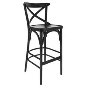 Tabouret VARNA Ht assise 77 cm, assise et dossier Bois teinté Noir