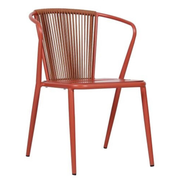 Fauteuil extérieur DAISY Terracotta, structure aluminium, dossier corde