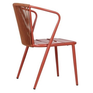 Fauteuil extérieur DAISY Terracotta, structure aluminium, dossier corde