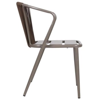Fauteuil extérieur DAISY Muscade, structure aluminium, dossier corde