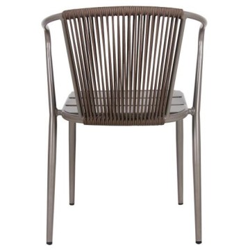 Fauteuil extérieur DAISY Muscade, structure aluminium, dossier corde
