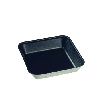 50 Assiettes Kanopée 100x100x20 mm pulpe de canne lamination Noire PLA
