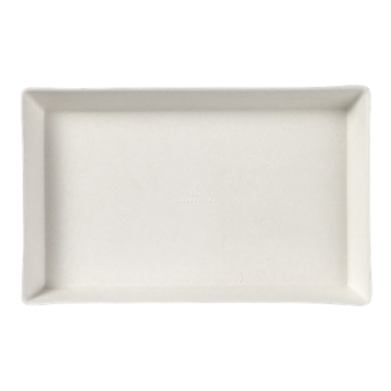 50 assiettes Quartz pulpe de canne blanche 160x100 mm