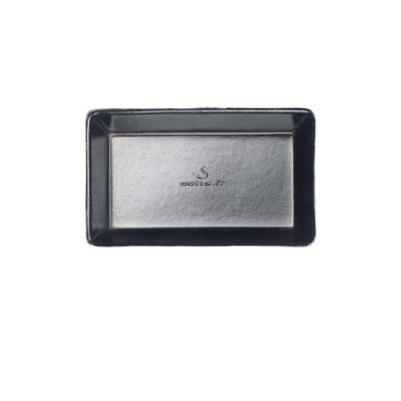 50 assiettes Quartz pulpe de canne laminée noire 100x60 mm