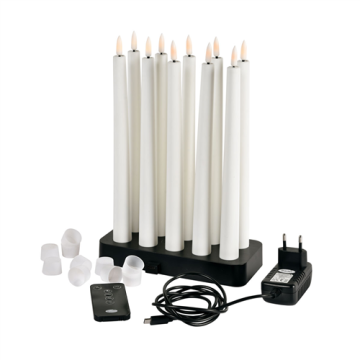 Kit de 10 LED blanc, apparence cierge, 23x280MM avec chargeur, adaptateur,télec