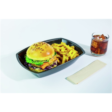 20 Barquettes réutilisable 370 ml PP Noir 160x 115 x 40 mm