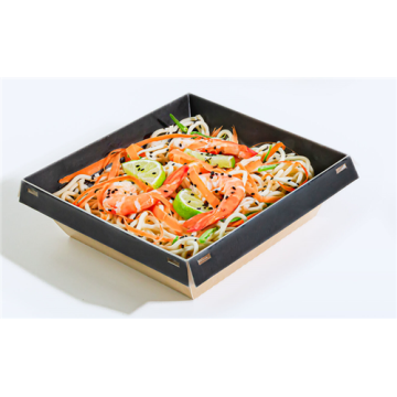 120 Boites LUXIFOOD 900 ml carton Naturel Intérieur Noir 16 x 16 cm Ht 5.3 cm