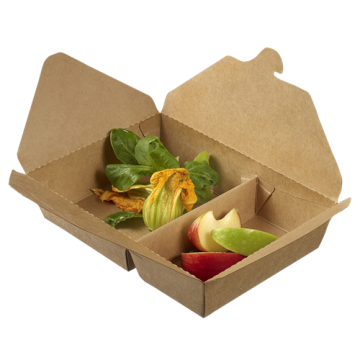 50 boites repas Quantum Ecokraft carton 2 compartiments 450+700 ml 213x155x46 mm