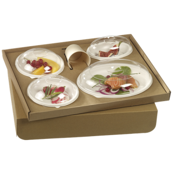 30 Kits plateau Ecokraft vaisselle Galaxie pulpe blanche couvercle RPET