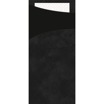 100 Sacchettos ouate Noir / Servviette Blanc 2 Plis 33 x 33 cm