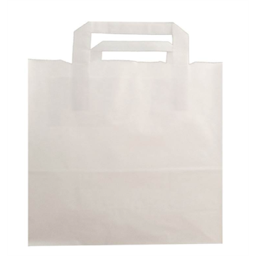 250 sacs Kraft Blanc poignées plates  260/140 mm Ht 320 mm 80 grs/m²