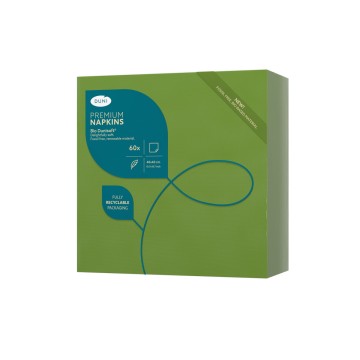 60 Serviettes Bio DUNISOFT Vert Feuille 40 x 40 cm