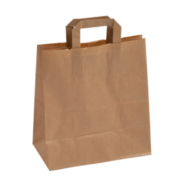 250 Sacs Cabas Kraft Brun à poignées plates 260/70+70 x 290 mn