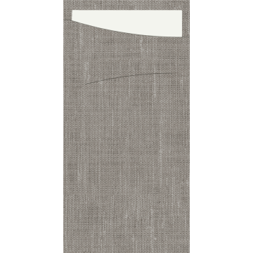 60 Sacchettos Dunisoft Granite 11,5x23 cm / Serviette Blanche 32 x 40 cm