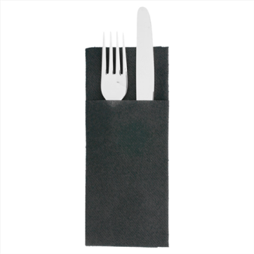 50 Serviettes KANGOUROU non tissé Airlaid 55 g/m² Noir 33 x 40 cm