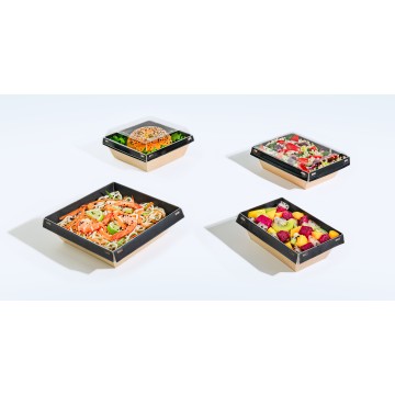 120 Boites LUXIFOOD 600 ml carton Naturel Intérieur Noir 16 x 11 cm Ht 5.3 cm