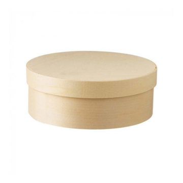 25 Boites rondes Wood Box 1 L - Ø163 x Ht 60 mm + caissettes blanches+couvercles