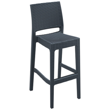Tabouret KEMER Hauteur 75 cm, structure assise et dossier polypropylène Anthraci