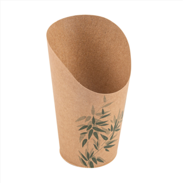 50 Gobelets à frites/wraps ouverts Feel Green 480 ml Ø 8.5x13.5 cm carton Kraft
