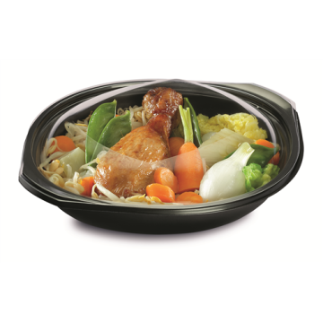 25 boites fond noir 500 cc WOKIPACK + couvercle cristal