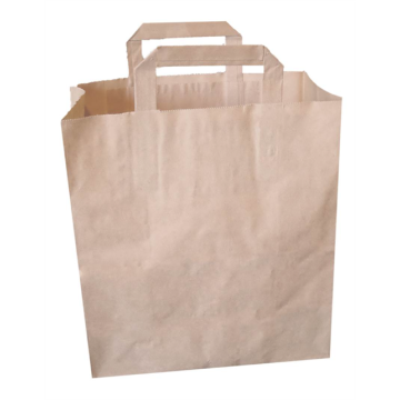 250 Sacs Kraft Brun Poignée Plate 32+17x44 cm 75 grs/m²