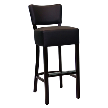 Tabouret LUIGI Ht 80 cm assise épaisse dossier garnis struct. hêtre teinté Ebène