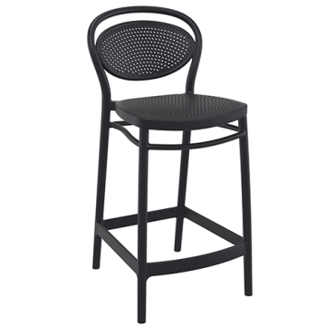 Tabouret JOSEPHA Ht 75 cm, structure assise et dossier polypropylène Noir