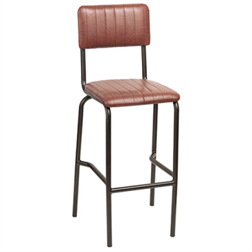 Tabouret MODENA Ht76 assise dossier simili vinta. brown struct acier époxy Noir