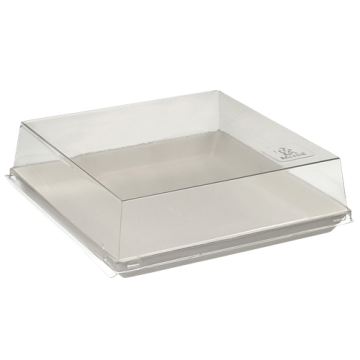 100 couvercles transparent rPET pour assiette Quartz pulpe de canne 160x160 mm