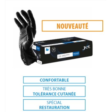 100 Gants Nitrile Noir non poudrés Taille S