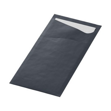 100 Sacchettos ouate Noir / Servviette Blanc 2 Plis 33 x 33 cm