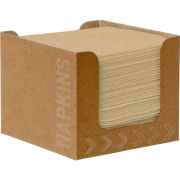 Boite distributrice kraft de 50 serviettes Bio Dunisoft 20 x 20 cm Brun Naturel