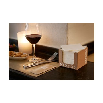 Boite distributrice kraft de 50 serviettes Bio Dunisoft 20 x 20 cm Blanches