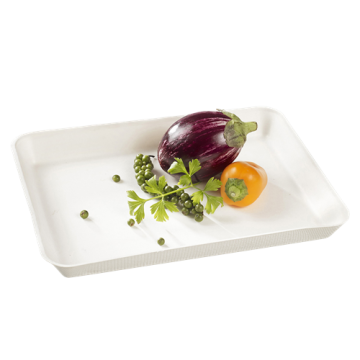 50 assiettes Kanopée 200x150x20 mm pulpe de canne blanche non laminée