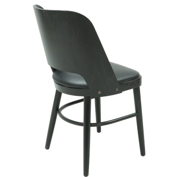 Chaise AMANDINE, assise garnie ébène, structure et dossier hêtre teinté wengé