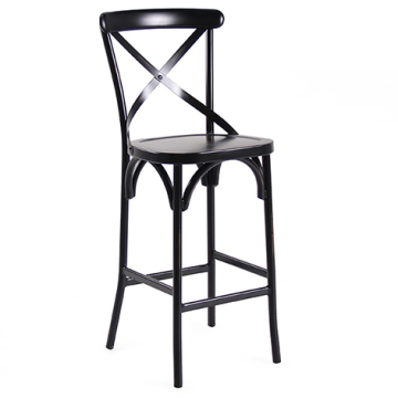 Tabouret CROSS Hauteur 75 cm, structure aluminium, finition vintage Black