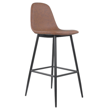 Tabouret SHELBY Ht 75cmassise dossier garnis Cognac struct mono acier époxy Noir