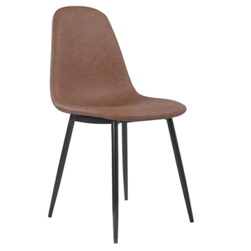 Chaise SHELBY, assise dossier garnis Cognac, structure monobloc acier époxy Noir