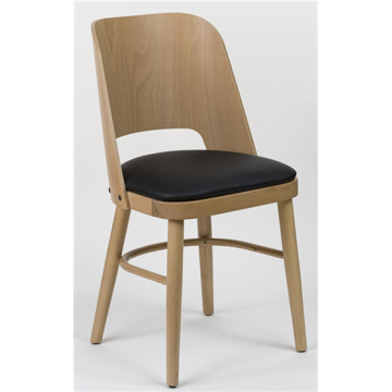 Chaise AMANDINE, assise garnie ébène, structure et dossier hêtre naturel