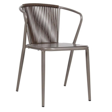 Fauteuil extérieur DAISY Muscade, structure aluminium, dossier corde