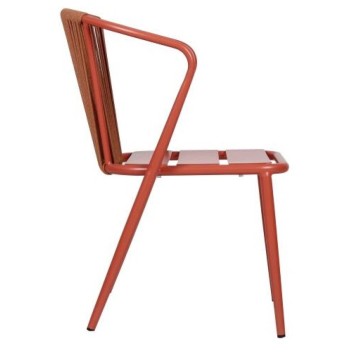 Fauteuil extérieur DAISY Terracotta, structure aluminium, dossier corde