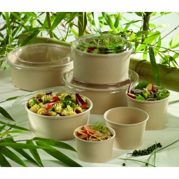 25 Saladiers rond 1000 ml pulpe de bambou + couvercle PET