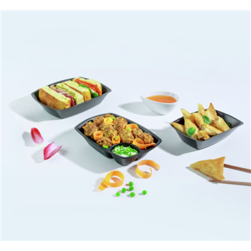 20 Barquettes réutilisable 1100 ml PP Noir 240 x 177 x 45 mm