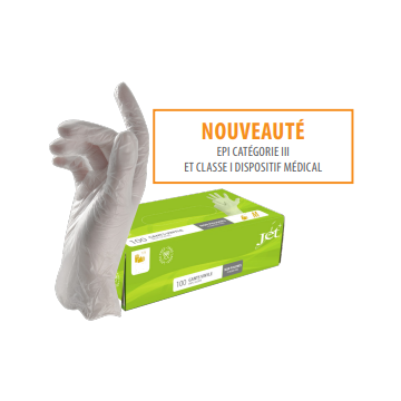 100 Gants Vinyles Naturel non poudrés Taille L