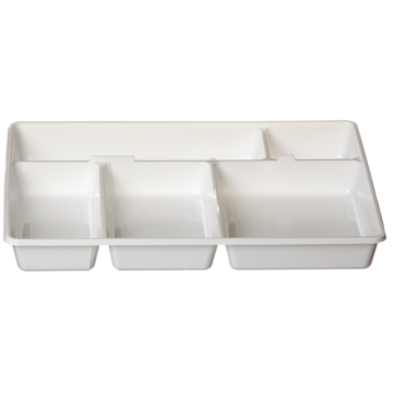 50 Plateaux repas 5 comp. Blanc 32 x 26 cm Ht 35 mm