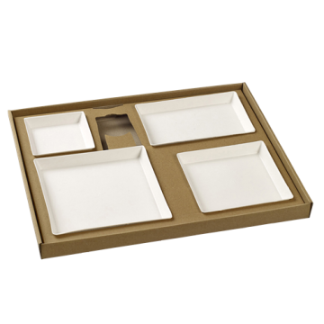 30 Kits plateaux-repas Ecokraft avec vaisselle Quartz blanche laminée PLA+couv