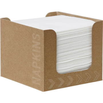 Boite distributrice kraft de 50 serviettes Bio Dunisoft 20 x 20 cm Blanches