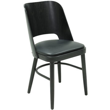 Chaise AMANDINE, assise garnie ébène, structure et dossier hêtre teinté wengé